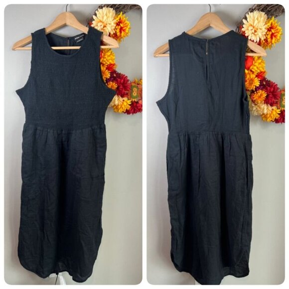 prAna Womens Seakissed Midi Everyday Dress SMALL in Black Cotton Dobby Jersey - Picture 1 of 9